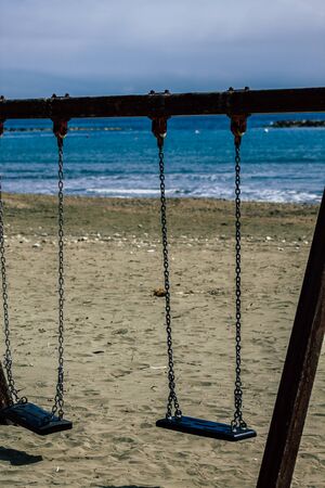 Limassol Cyprus March 20, 2020 View of a playground without any children due to the epidemic of Coronavirus in the city of Limassolの写真素材
