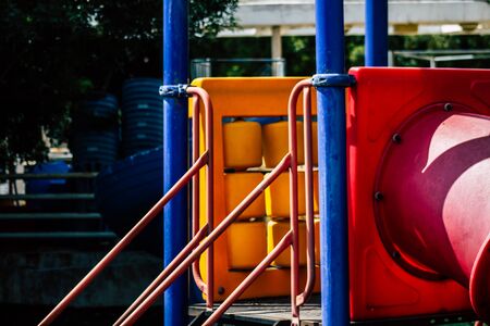 Limassol Cyprus March 20, 2020 View of a playground without any children due to the epidemic of Coronavirus in the city of Limassolの写真素材