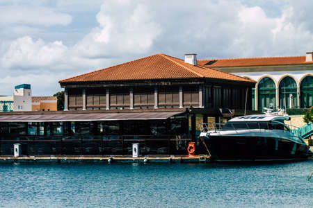 Limassol Cyprus March 17, 2020 View of buildings at the marina of Limassol in the afternoon