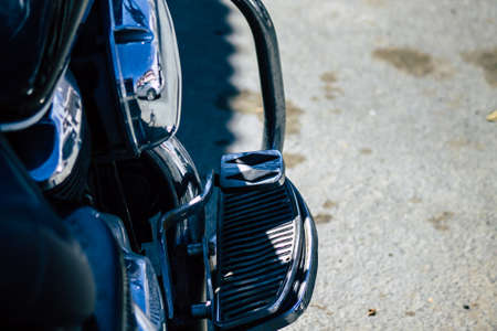 Limassol Cyprus March 16, 2020 View of a motorcycle parked in the streets of Limassol in the...