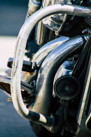 Limassol Cyprus March 16, 2020 View of a motorcycle parked in the streets of Limassol in the afternoonのeditorial素材