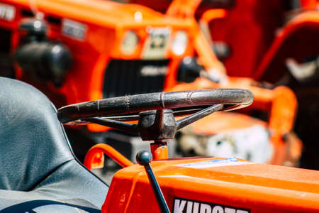Limassol Cyprus March 24, 2020 Closeup of Kubota tractor parked in the street of Limassol in Cyprus islandのeditorial素材