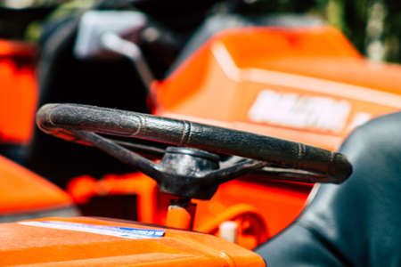 Limassol Cyprus March 24, 2020 Closeup of Kubota tractor parked in the street of Limassol in Cyprus islandのeditorial素材