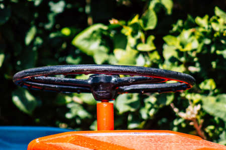 Limassol Cyprus March 24, 2020 Closeup of Kubota tractor parked in the street of Limassol in Cyprus islandのeditorial素材