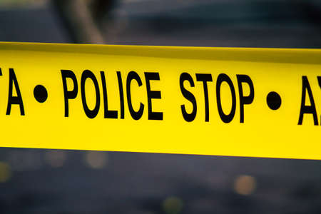 Limassol Cyprus March 24, 2020 View of police sign in a public garden due to the epidemic of...