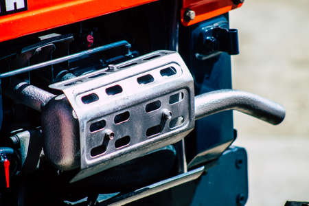 Limassol Cyprus March 24, 2020 Closeup of Kubota tractor parked in the street of Limassol in Cyprus islandのeditorial素材