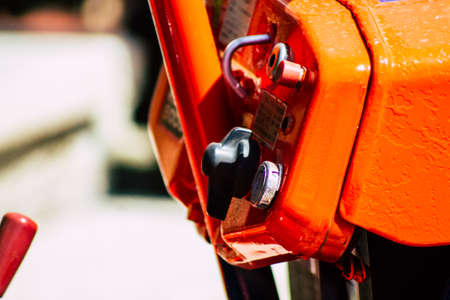 Limassol Cyprus March 24, 2020 Closeup of Kubota tractor parked in the street of Limassol in Cyprus islandのeditorial素材