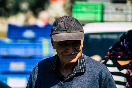 Limassol Cyprus March 14, 2020 View of an unidentified people shopping at the market of Limassol in the morningのeditorial素材