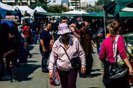 Limassol Cyprus March 14, 2020 View of an unidentified people shopping at the market of Limassol in the morningのeditorial素材