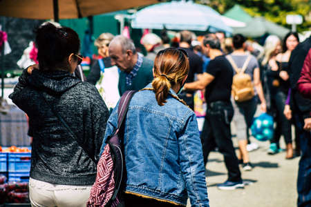 Limassol Cyprus March 14, 2020 View of an unidentified people shopping at the market of Limassol in the morningのeditorial素材