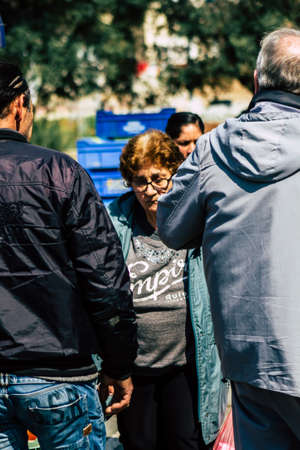 Limassol Cyprus March 14, 2020 View of an unidentified people shopping at the market of Limassol in...