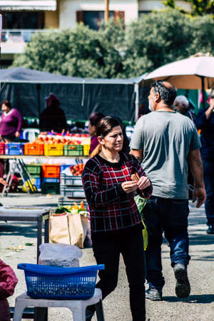 Limassol Cyprus March 14, 2020 View of an unidentified people shopping at the market of Limassol in the morningのeditorial素材