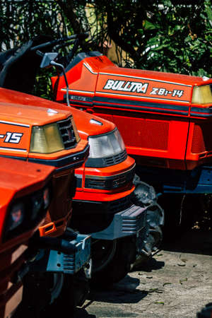 Limassol Cyprus March 24, 2020 Closeup of Kubota tractor parked in the street of Limassol in Cyprus islandのeditorial素材