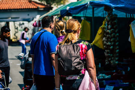 Limassol Cyprus March 14, 2020 View of an unidentified people shopping at the market of Limassol in the morningのeditorial素材