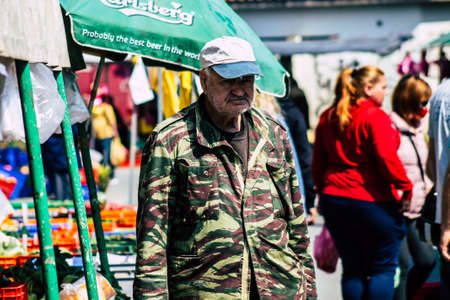 Limassol Cyprus March 14, 2020 View of an unidentified people shopping at the market of Limassol in the morningのeditorial素材