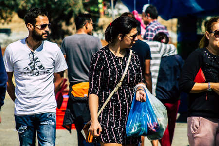 Limassol Cyprus March 14, 2020 View of an unidentified people shopping at the market of Limassol in the morningのeditorial素材