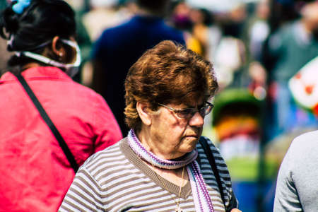 Limassol Cyprus March 14, 2020 View of an unidentified people shopping at the market of Limassol in...