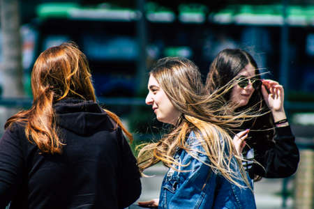 Limassol Cyprus March 16, 2020 View of an unidentified people without a face mask to protect...