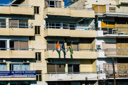 Limassol Cyprus March 16, 2020 View of a facade of a building in the streets of Limassol in the afternoonのeditorial素材