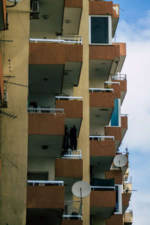 Limassol Cyprus March 16, 2020 View of a facade of a building in the streets of Limassol in the...