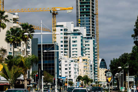 Limassol Cyprus March 16, 2020 View of a facade of a building in the streets of Limassol in the...