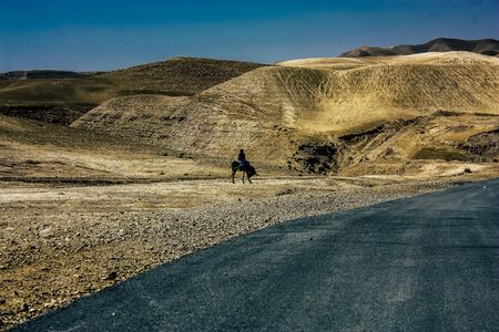 Negev Israel April 14, 2018 View of the road that crosses the Negev desert in Israelの写真素材