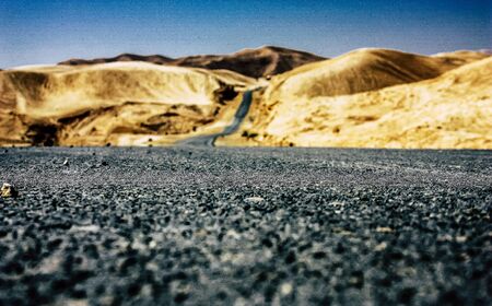 Negev Israel April 14, 2018 View of the road that crosses the Negev desert in Israelの写真素材