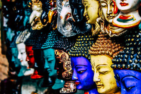 Kathmandu Nepal September 01, 2018 Closeup of decorative objects sold in the streets of Kathmanduのeditorial素材