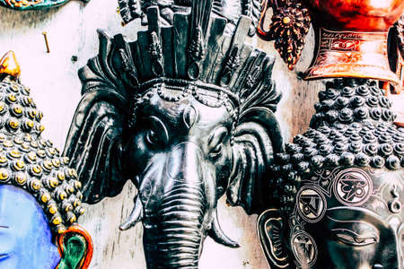 Kathmandu Nepal September 01, 2018 Closeup of decorative objects sold in the streets of Kathmanduのeditorial素材