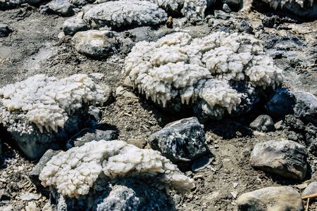 Dead Sea Israel April 21, 2018 Closeup of crystal salt from the Dead Sea in Israelの写真素材