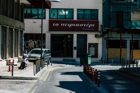 Limassol Cyprus April 01, 2020 View of empty streets of Limassol during the quarantine of the population to prevent the spread of coronavirus in Cyprus islandのeditorial素材