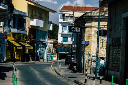 Limassol Cyprus April 01, 2020 View of empty streets of Limassol during the quarantine of the...