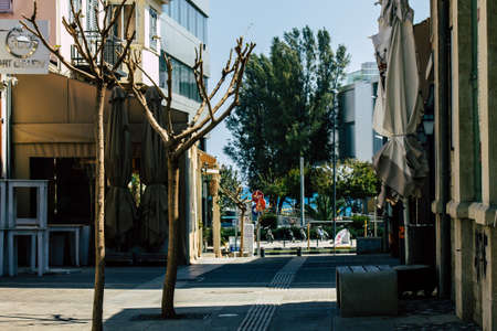 Limassol Cyprus April 01, 2020 View of empty streets of Limassol during the quarantine of the population to prevent the spread of coronavirus in Cyprus islandのeditorial素材