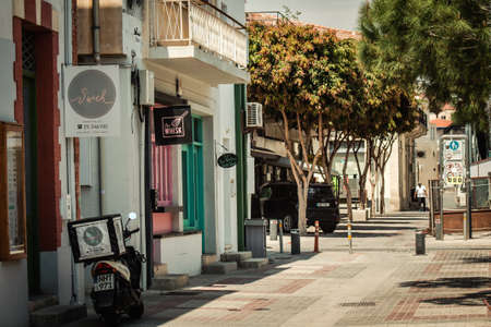 Limassol Cyprus April 16, 2020 View of empty streets of Limassol during the quarantine of the population to prevent the spread of coronavirus in Cyprus islandのeditorial素材