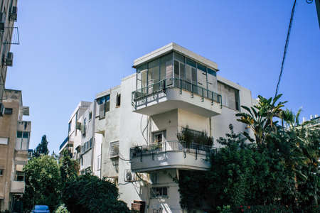 Tel Aviv Israel April 12, 2020 View of the facade of a modern building in the streets of Tel Aviv in...