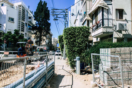Tel Aviv Israel April 12, 2020 View of empty streets of Tel Aviv during the quarantine of the...