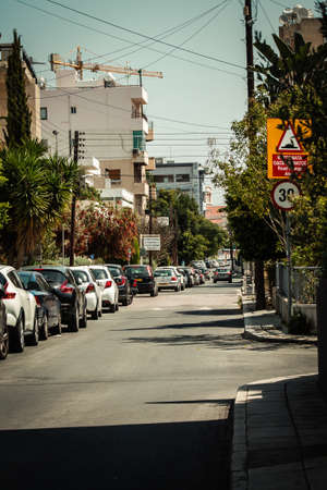 Limassol Cyprus April 16, 2020 View of empty streets of Limassol during the quarantine of the population to prevent the spread of coronavirus in Cyprus islandのeditorial素材