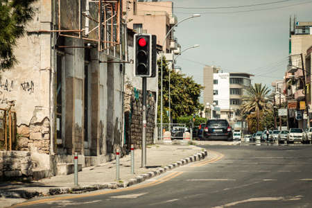 Limassol Cyprus April 16, 2020 View of empty streets of Limassol during the quarantine of the population to prevent the spread of coronavirus in Cyprus islandのeditorial素材