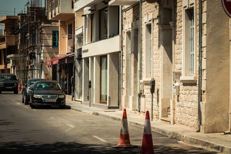 Limassol Cyprus April 16, 2020 View of empty streets of Limassol during the quarantine of the population to prevent the spread of coronavirus in Cyprus islandのeditorial素材