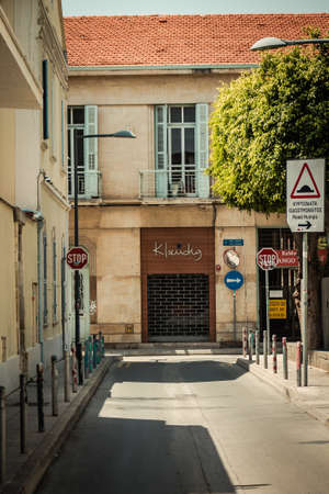 Limassol Cyprus April 16, 2020 View of empty streets of Limassol during the quarantine of the...