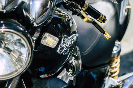 Limassol Cyprus April 18, 2020 Closeup of a Honda X4 motorcycle parked in the streets of Limassol in Cyprus islandのeditorial素材