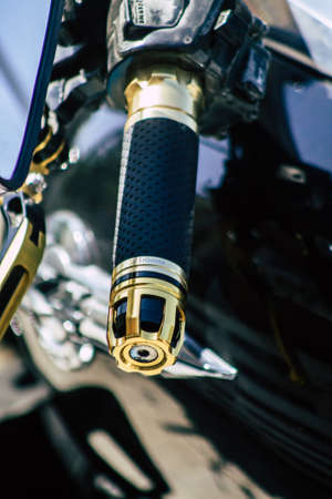 Limassol Cyprus April 18, 2020 Closeup of a Honda X4 motorcycle parked in the streets of Limassol in Cyprus islandのeditorial素材