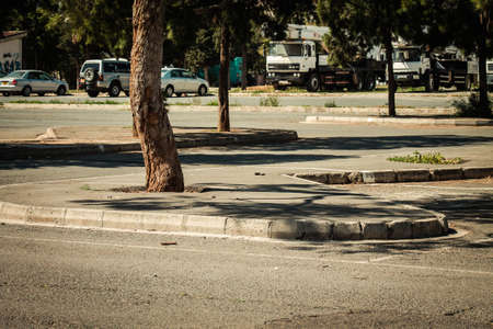 Limassol Cyprus April 18, 2020 View of empty Saturday street market of Limassol during the quarantine of the population to prevent the spread of coronavirus in Cyprus islandのeditorial素材