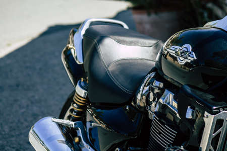 Limassol Cyprus April 18, 2020 Closeup of a Honda X4 motorcycle parked in the streets of Limassol in Cyprus islandのeditorial素材