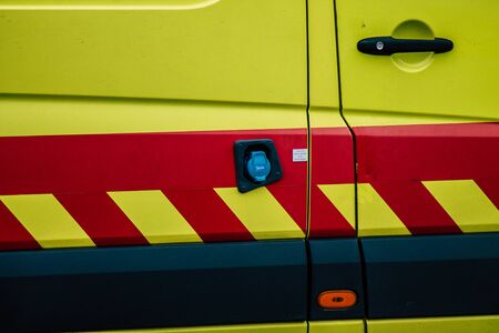 Paphos Cyprus March 05, 2020 View of a traditional ambulance parked in the streets of Paphos in the afternoonの写真素材