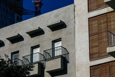 Tel Aviv Israel February 20, 2020 View of the facade of a modern buildings in the streets of Tel Aviv in the afternoonのeditorial素材