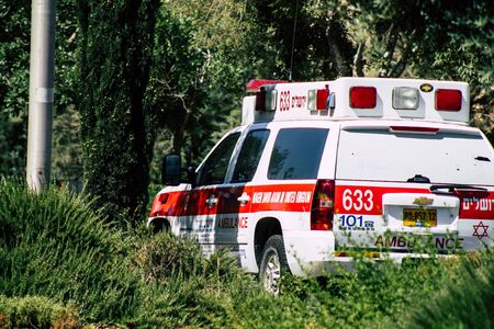 Jerusalem Israel June 24, 2019 View of a Israeli ambulance rolling in the streets of Jerusalem in...