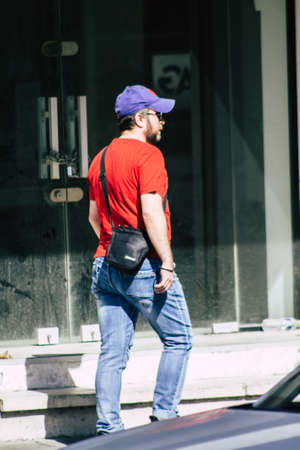 Limassol Cyprus May 05, 2020 View of unidentified people walking in the streets of Limassol in the afternoon during the coronavirus outbreakのeditorial素材
