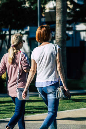 Limassol Cyprus May 05, 2020 View of unidentified people walking in the streets of Limassol in the...