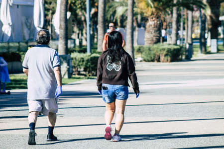 Limassol Cyprus May 05, 2020 View of unidentified people walking in the streets of Limassol in the afternoon during the coronavirus outbreakのeditorial素材
